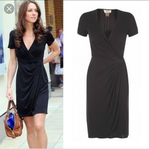 Issa London Auru Black Drape Wrap- Dress- Size 2